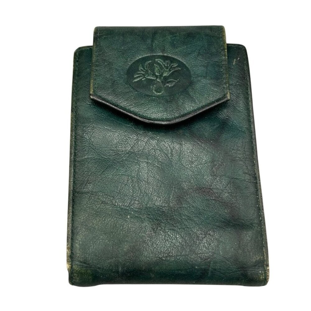 Vintage Buxton Green Leather Wallet Top Grain Cowhide